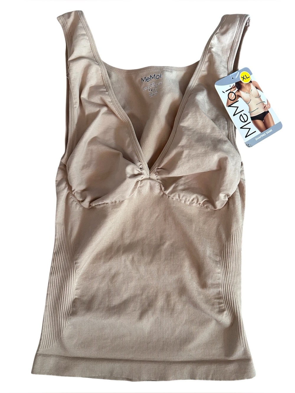 MeMoi Nude Seamless Shaping Tank Cami V-Neck Slimming Camisole. Size XL